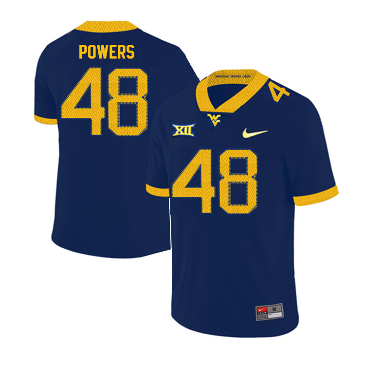 Men #48 Mike Powers West Virginia Mountaineers College Football Jerseys Sale-Navy - Click Image to Close